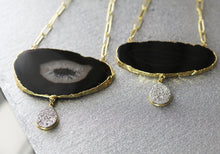 Load image into Gallery viewer, Black Agate Druzy boho glam necklace