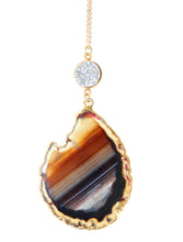 Load image into Gallery viewer, Black Agate Pendant With Silver Druzy Stone
