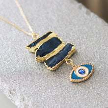 Load image into Gallery viewer, blue kyanite evil eye pendant
