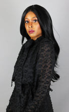 Load image into Gallery viewer, black tie peplum blouse