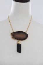 Load image into Gallery viewer, Brown Agate Black Tourmaline Bib Necklace
