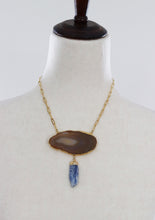 Load image into Gallery viewer, agate kyanite gemstone crystal statement necklace handmade

