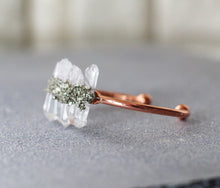 Load image into Gallery viewer, Rose Gold Quartz Pyrite Cuff Bracelet