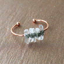 Load image into Gallery viewer, Rose Gold Clear Quartz Pyrite Cuff Bracelet
