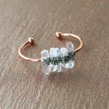 Load image into Gallery viewer, Rose Gold Clear Quartz Pyrite Cuff Bracelet