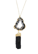 Load image into Gallery viewer, Black And White Occo Black Tourmaline Pendant Necklace
