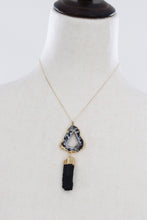 Load image into Gallery viewer, Black And White Occo Black Tourmaline Pendant Necklace
