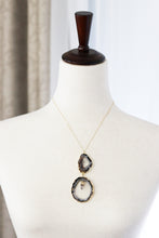Load image into Gallery viewer, black and white agate oco occo gemstone geode healing crystal slice necklace pendant handmade