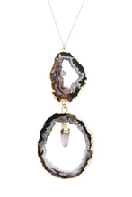 Load image into Gallery viewer, black and white occo oco agate geode healing crystal gemstone pendant necklace handmade