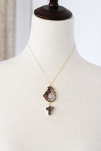 Load image into Gallery viewer, occo oco agate geode slice statement necklace drusy druzy cross necklace handmade black owned
