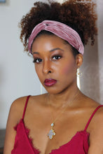 Load image into Gallery viewer, dusty rose pink knot twist velvet stretch headband
