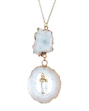 Load image into Gallery viewer, white stalactite agate clear quartz point pendant
