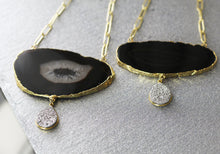 Load image into Gallery viewer, Black Agate Druzy boho glam necklace
