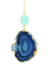 Load image into Gallery viewer, Blue Agate Slice w/ Aqua Chalcedony Pendant
