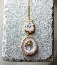 Load image into Gallery viewer, white stalactite agate crystal point necklace  bridal boho glam
