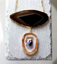 Load image into Gallery viewer, Black Agate Amethyst Point Bib Necklace
