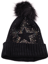 Load image into Gallery viewer, Black Star Beanie Hat
