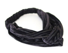 Load image into Gallery viewer, black velvet stretch turban knot headband
