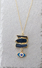 Load image into Gallery viewer, blue kyanite evil eye necklace
