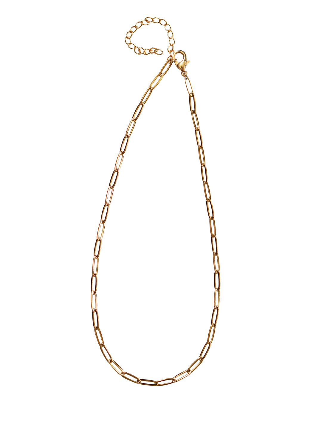 Gold trendy paperclip chain necklace