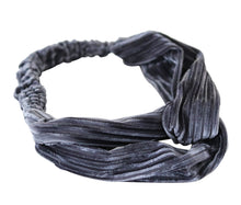Load image into Gallery viewer, grey velvet ribbed stretch turban twist headband
